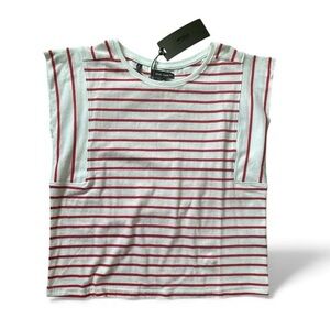 NWT Silver Jeans meet & greet style red & white striped cap sleeve shirt